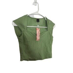 SHEIN Sage Green Sleeveless Crop Top